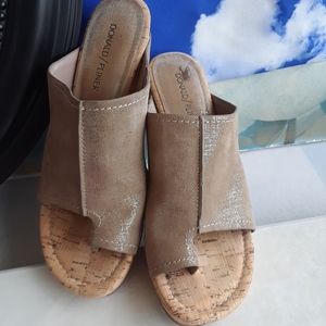 Donald Pliner golden taupe wedge sandals